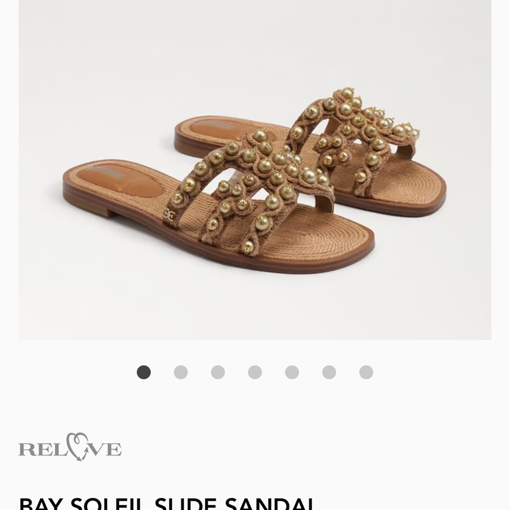 Sam Edelman Brown Pearl-Embellished Slide Mules - Picture 7 of 10